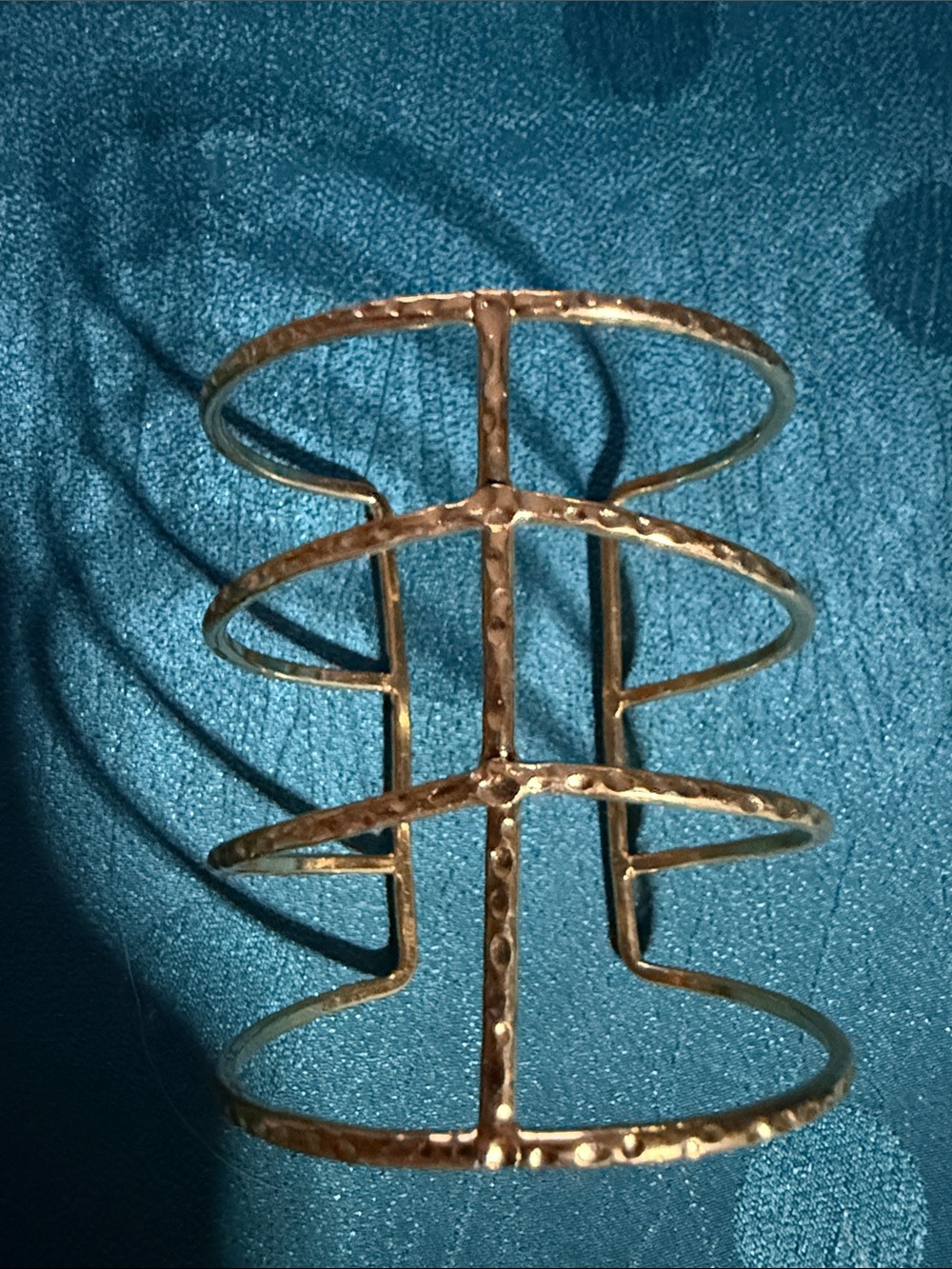 Hammered Gold Tone Wide Cuff Bracelet